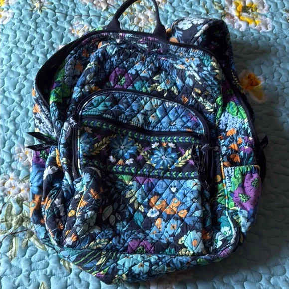 Vera Bradley Blue and Purple Patterned Backpack Vera Bradley | Bags | Vera Bradley Blue And White Backpack  main image 3